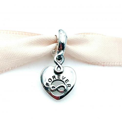 Authentic Pandora 799294 Friends Forever Heart Dangle Silver Charm with Clear 