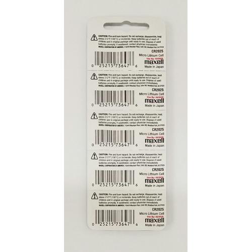 Maxell Lithium 3V Batteries Size CR2025 (Pack of 5)
