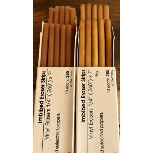 2 Boxes Koh-I-Noor Rapidograph #285 Yellow Vinyl Imbibed Machine Eraser Strips