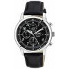 Seiko Men's SNDC33 Classic Black Leather Black Chronograph Dial Watch