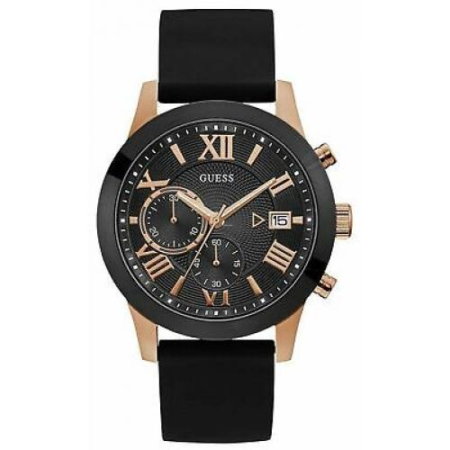 GUESS Men's Atlas Black Stainless Steel & Silicone Quartz Analog Watch W1055G3