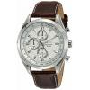 Seiko Chronograph SSB181 Silver Tone Dial Brown Leather Band Men's Watch