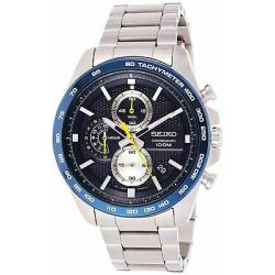 Seiko Men's 44mm Steel Hardlex Crystal Quartz Blue Dial Analog Watch SSB259P1