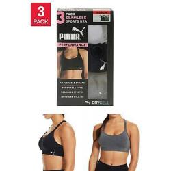 3 Puma Ladies Sports Bra Raceback 360 Degree Seamless Stretch M Medium