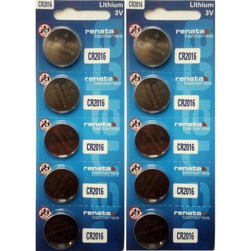 10 Renata CR2016 Lithium Battery 3V Button Cell for Digital Scales Calculators