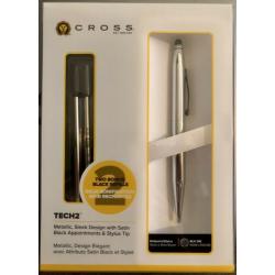 CROSS AT0652F-2/19 Tech 2 Chrome Ballpoint/Stylus Pen with Two Refills
