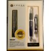 Cross Bailey Fountain Pen, Blue Lacquer, Medium Nib, 6 Free Cartridges, New