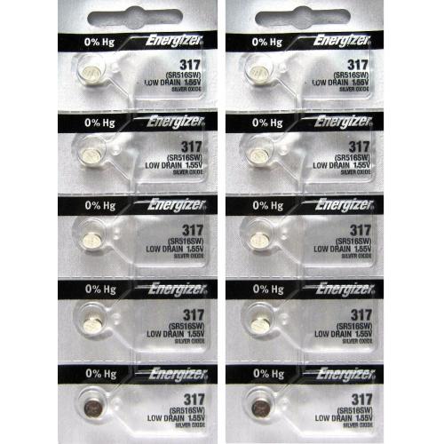 10 PCS ENERGIZER 317 WATCH BATTERIES SR516SW SR516W