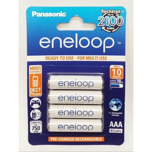 Panasonic Eneloop New 2100X AAA Ni-MH Pre-Charged Rechargeable Batteries 4 Pack