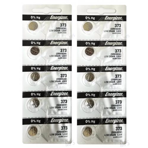 10 Pcs Energizer 373 SR916SW 1.55V Silver Oxide Watch Button Batteries