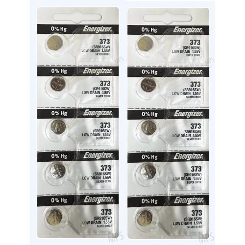 10 Pcs Energizer 373 SR916SW 1.55V Silver Oxide Watch Button Batteries