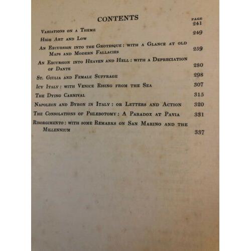 Italian fantasies 1910 1st British Edition Hardcover Israel Zangwill