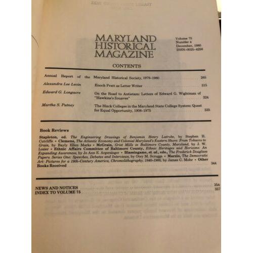 Maryland Historical Magazine: Winter 1980 Volume 75 Number 4.