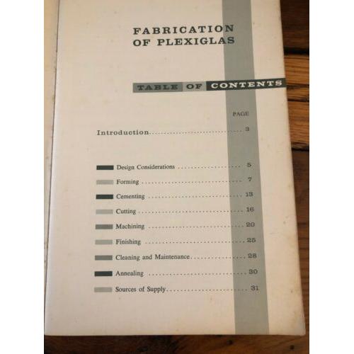 Fabrication of Plexiglas -1959 Softcover