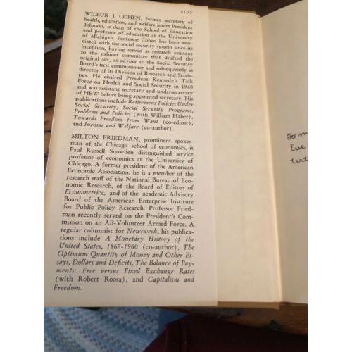 AUTOGRAPHED Social Security: Universal or Selective 1st Edition Hardcover COHEN