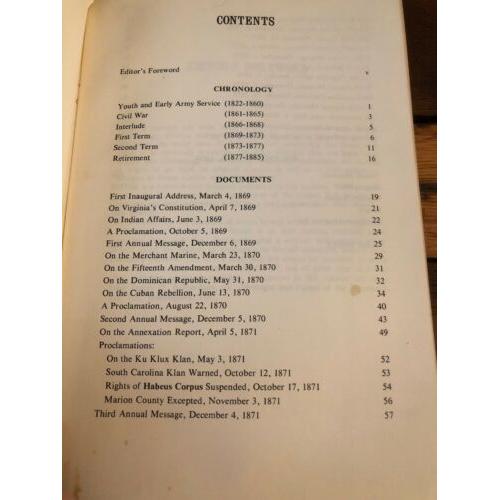 Ulysses S. Grant 1822-1885: Chronology - Documents - Bibliographical Aids.