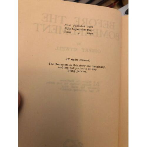 Before the bombardment O. Sitwell hardcover, 6th printing 1949 Duckworth London