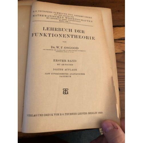 Lehrbuch der Funktionentheorie Erster Band /Band I; B. G. Teubners Sammlung 1920