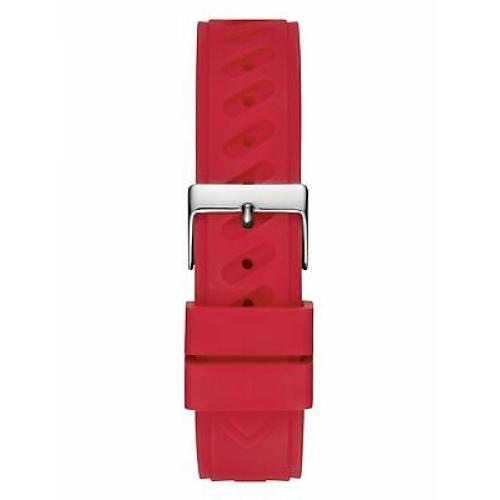 GUESS Originals Red Logo Silver Tone Stainless Steel & Rubber Watch V1003M3