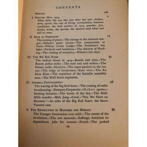 1st Ed. Only Yesterday: An Informal History of the Nineteen-Twenties Allen