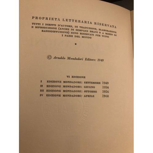 EUGENIO MONTALE POESIE II LE OCCASIONI 1928-1939 MONDADORI c.1949 4th print 1960