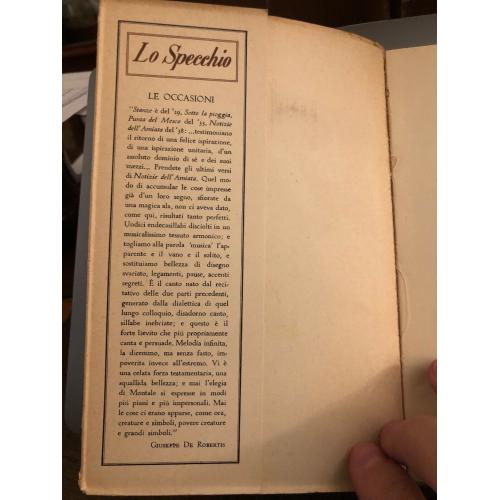 EUGENIO MONTALE POESIE II LE OCCASIONI 1928-1939 MONDADORI c.1949 4th print 1960