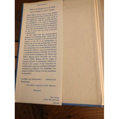 An unfinished autobiography Gilbert Murray 1960 2nd Printing Of 1st Edition  HC