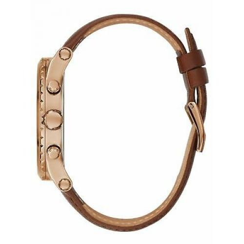 GUESS Brown Leather Chrono-Look Watch - Day, Date, 24 Hour Military Time U1215G1