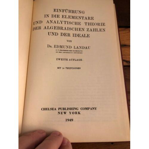 Einfuhrung in die Elementare und analytische Theorie der algebraischen Ed Landau