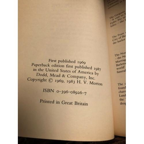 H. V. Morton A Traveller in Southern Italy 1st Softcover Edition 1987