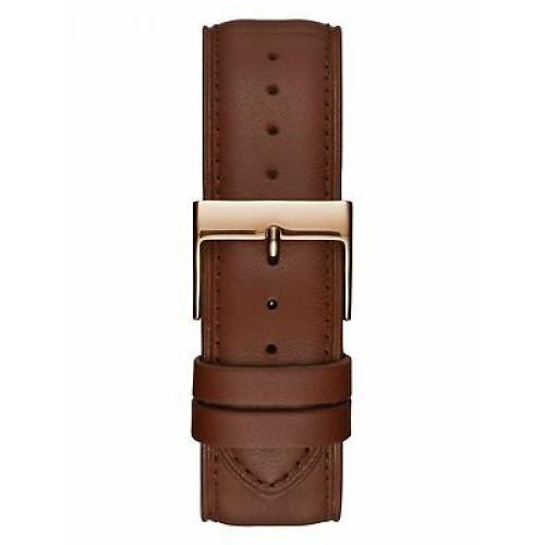 GUESS Brown Leather Chrono-Look Watch - Day, Date, 24 Hour Military Time U1215G1