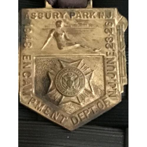 1948 Encampment Asbury Park New Jersey NJ Ribbon Badge VFW Veterans Foreign Wars
