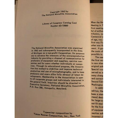 Guide to Microreproduction Equipment, second edition 1962 Fascinating History!