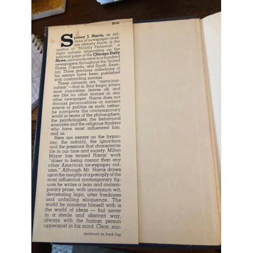 On the Contrary 1st Edition Hardcover Sydney J Harris 1964