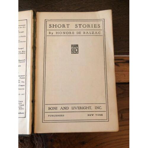 Short Stories Balzac, 1918 leatherette bound modern library edition