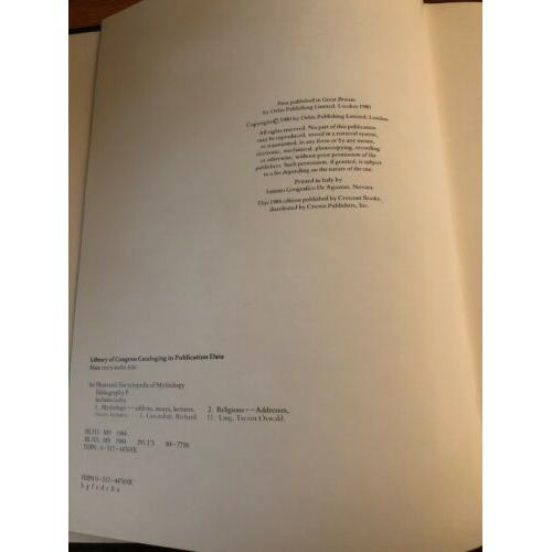 Illustrated Encyclopedia Of Mythology 1980 Hardcover