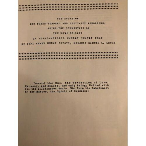 The bowl of saki commentary: The sutra on the 366 Aphorisms Khan & Lewis