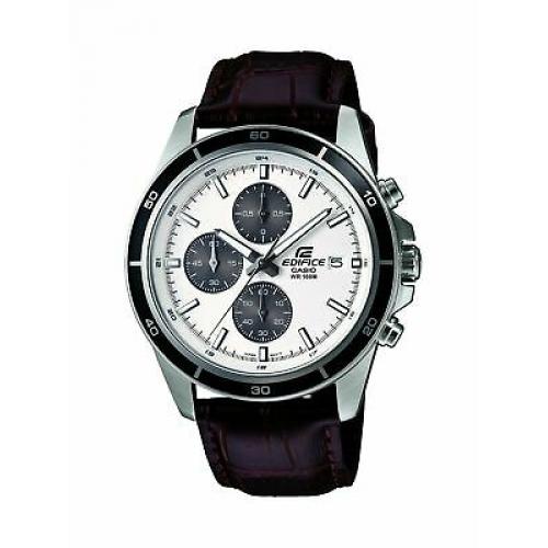 Casio Mens Edifice Stainless Steel & Brown Leather Chronograph Watch EFR526L-7AV