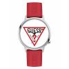 GUESS Originals Red Logo Silver Tone Stainless Steel & Rubber Watch V1003M3