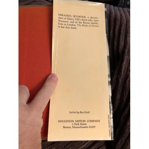 The Bride of Sforza Miranda Seymour Hardcover Dustjacket 1st Edition