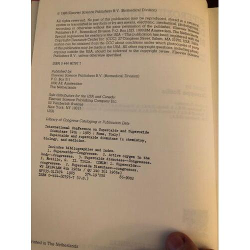 Superoxide and Superoxide Dismutase in Chemistry Biology and Medicine