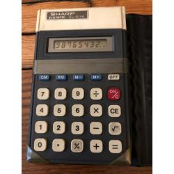 SHARP EL SI MATE EL-8146 Calculator with Cover, Works! Architect’s Estate Find