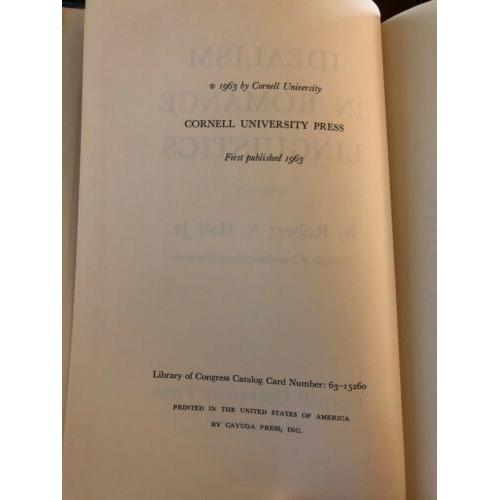Idealism in Romance Linguistics 1st Edition Hardcover 1963