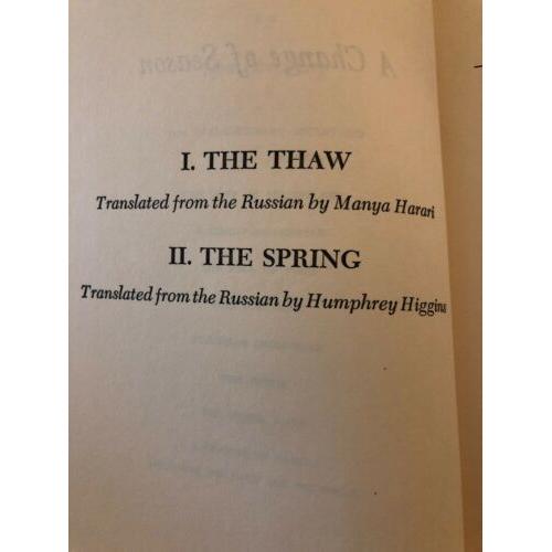 A Change of Season Combined The Thaw /The Spring 1st American ed. 1962