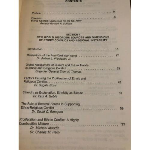 AUTOGRAPHED ethnic conflict & regional instability implications US policy & Army