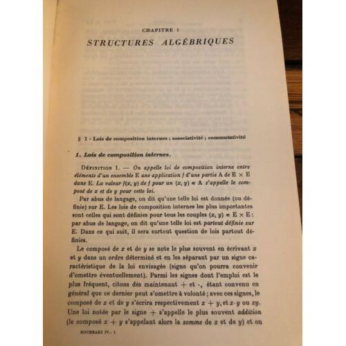 Elements De Mathematique N Bourboki Algebre Structures Algebriques 1958