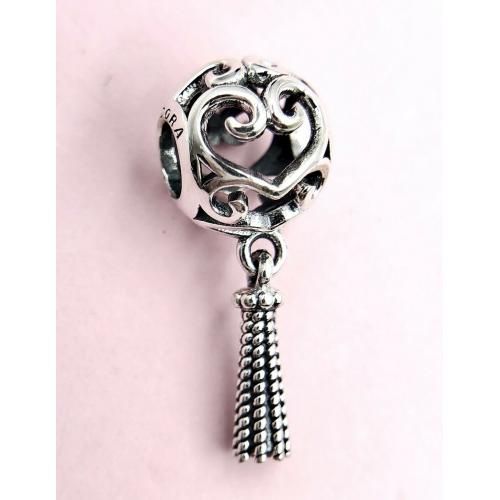 Authentic Pandora Silver 925 ALE Enchanted Heart Tassel Pendant Charm 797037 #R