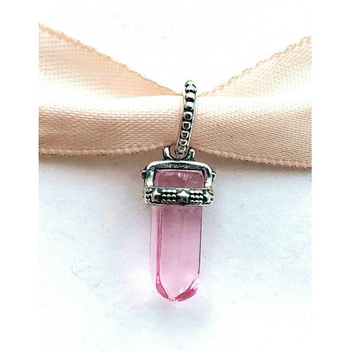 New Authentic PANDORA Silver 925 Ale Pink Amulet Crystal Pendant Charm 399185