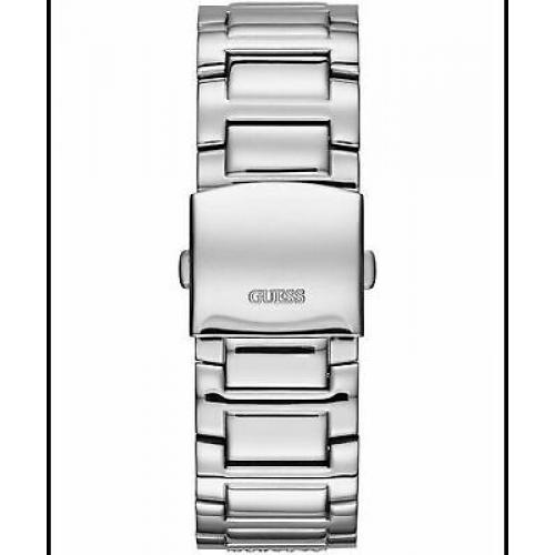 Guess Frontier Quartz Crystal Silver Dial Stainless Steel Watch W0799G1