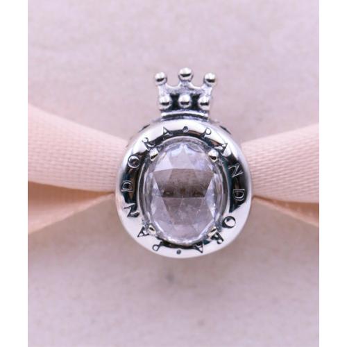 New Authentic Pandora Light Pink Sparkling Crown Signature Silver Charm 798266